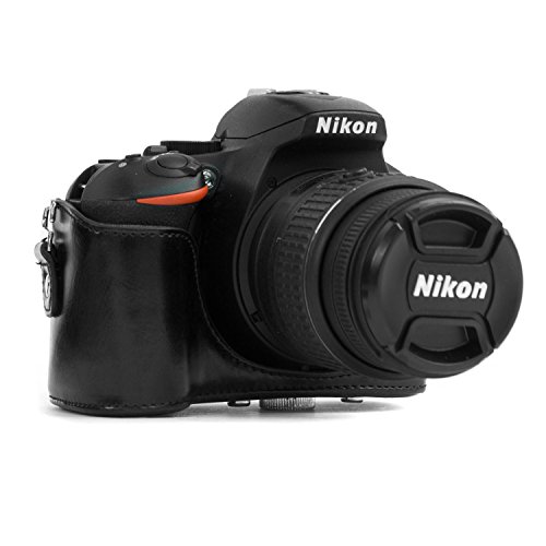 MegaGear MG1060 Etui souple en Cuir pour Nikon D3200  18-55mm  Noir