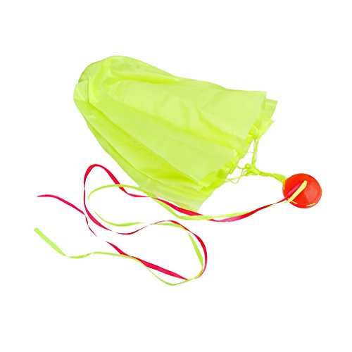 MagiDeal 65cm Tangle-Free Mini Parachute Sky Flying Kid Outdoor Toy Fluorescent Green