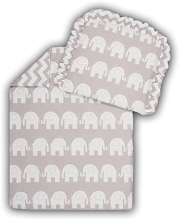 Amilian® 2 or 4 Piece Pram /Cot /Moses Basket set Duvet and Pillowcase Separated or Filled 100% Cotton Premium Quality Elephant Print Multi-Coloured