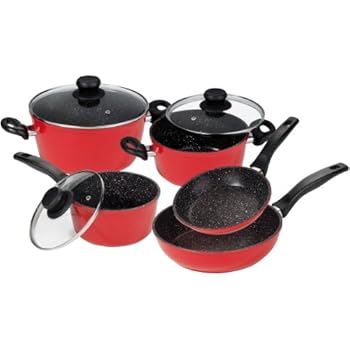 STONELINE Kochgeschirrf-Set, 8-teilig, mit Glasdeckeln
