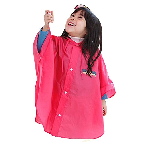 GudeHome Unisex Kid's Raincoat Baby Hooded Waterproof Rain Poncho, 80-100cm Red