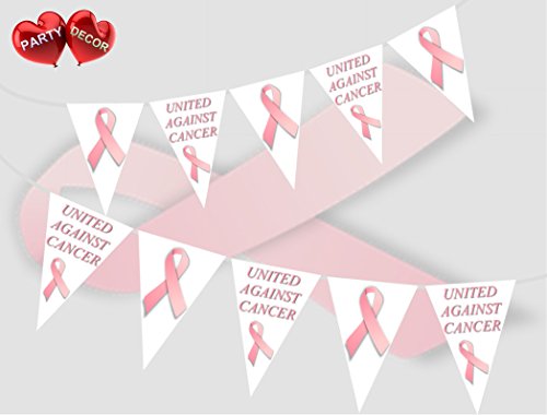 United Agains Cancer Pink Ribbon Themed Bunting Banner 15 flags for guaranteed simply stylish party decoration by PARTY DECOR
