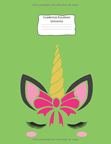 Cuadernos Escolares Unicornio: libro de composición) con reglas anchas para niñas, niños, primaria, maestro, maestro, útiles, 8.5 in x 11 in, 100 páginas Color grass green