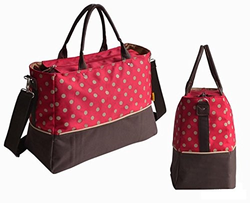 Dot Baby Nappy Changing Bag Set Diaper Bag Multifunctional Mummy Handbag Shoulder Bag (Red)