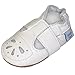 Soft Leather Baby Shoes with Suede Soles by Dotty Fish. White Mary-Jane Sandal Design Girls 6-12 Months