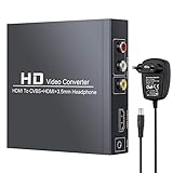 【HDMI a RCA y HDMI Converter】Este Convertidor de Video HD puede Asignar un Señal de Entrada HDMI a la Salida HDMI + Señal de Video Compuesta CVBS y Salida de Audio Estéreo L / R, Mientras Transmite Video y Audio, sin Pérdida, sin Demora. Soporta Formato de TV Estándar PAL y NTSC