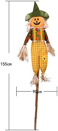 ChengBai Halloween pumpkin spectre witch straw plug-ins-Mall hotel scene is decoratedin green, props cap yellow trousers bamboo stumps Scarecrow