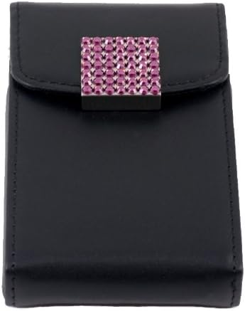 Leather Card Holder with Purple Swarvoski Crystal Decoration