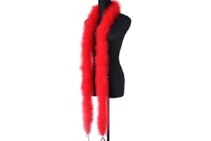 oAutoSjy Natürlichen Türkei Federn Truthahnfeder,200cm Türkei Federn Fringe Trim Natürlichen Marabu-Boa zum Basteln Federboa, DIY, Kostümzubehör, Halloween, Hochzeit, Party, Heimdekoration,Groß Rot