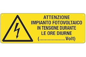 SOCIAL CRAZY NEW CARTELLO SEGNALETICO UNI - attenzione impianto fotovoltaico in tensione - Adesivo Extra Resistente, Pannello in Forex, Pannello In Alluminio (PANNELLO IN ALLUMINIO 60X25 CM)