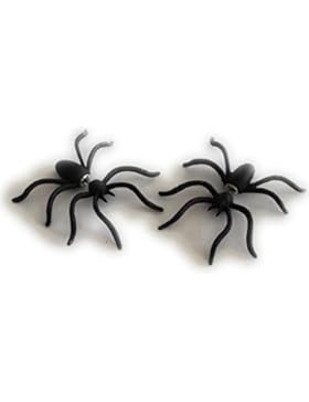 Schwarze Spinne Front-Back-Ohrringe mit Edelstahl Pin