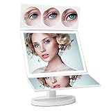 3.【Iluminación ajustable】Se tiene interruptor redondo de tátil y se usa al momento a las 44 luces LED . 9.4 x 5.9 x14.5 inch espejo de maquillaje de gran tamaño puede iluminar el área más oscura. Puedes tocar la pantalla táctil para ajustar la intensidad del luz,para que puedas maquillarte en cualquier zonas con poca iluminación.