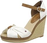 Bastbezogener Keilabsatz Tommy Hilfiger Damen Iconic Elena Sandal Plateausandalen Weiß (Whisper White 121) 38 EU