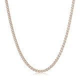 Amberta 925 Sterlingsilber Roségold 14K Damen-Halskette - Herzkette - 2.3 mm Breite - Verschiedene Längen: 40 45 50 55 60 cm (45cm)