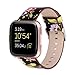 Produktbild Altsommer Armband für Fitbit Versa Weiches Leder Gurt mit Metall Schließe Blume Armband Muster Serie, Bunt Leder Sportarmband Uhrenarmband die Vielfalt der Blumen für Damen (Schwarz)