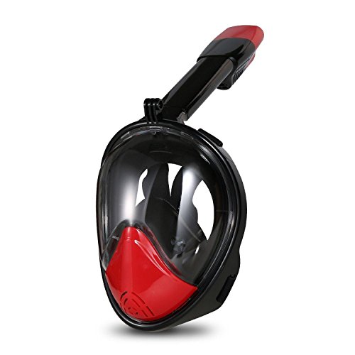 Relefree Máscara de Buceo 180° Vista del Tubo Respirador para Cámara Deportiva para Adultos y Jóvenes (Negro, L)