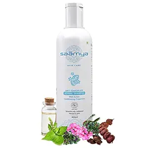 Saamya Herbal Anti-Dandruff Shampoo Scientifically Proven Anti-Fungal Geranium Menthol No Paraben No Sulphate No Chemicals 100% Ayurvedic Active Conditioning Shampoo For All Hair Types (400ml)