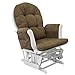White Glider Rocking Nursing Maternity Breastfeeding Chair With Footstool (Brown Fabric)