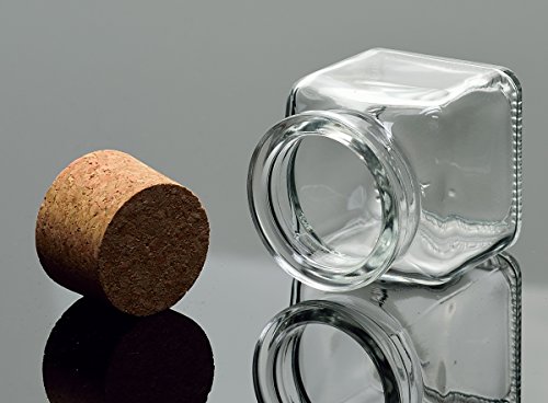 gouveo Korkengläser „Quadrat“, Ideal für Gastgeschenke, Gewürze, Glasdose, Aufbewahrungsglas, Korkenglas eckig (24er Set, Korkenglas 120 ml) - 5