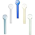 Set of 6 Colored Thick Glass Water Pipe Oil Burner Accessories with Cleaning Brush
