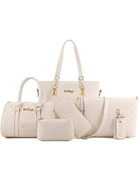 fanhappygo Fashion Retro Leder Damen Handtasche PU Leder Schulter Bag Kupplung Geldbörsen Tote 6 sets