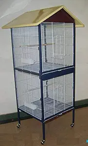 Birds' Park Bird Cage with Compartment Good for Finch Lovebird Cockatiels Budgie and Dove (Blue White and Yellow)