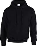 Gildan - Sudadera gruesa con capucha de combinación de tejidos Unisex (Mediana (M)/Negro)