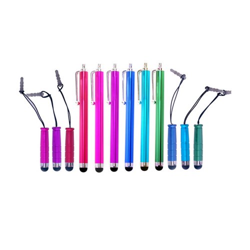 BestCool Bunt 6x Kurz Handy Tablet Pen mit Staub-Stecker + 6x Lange Stylus Pen Set Soft Touch Touchscreen Tablet PC Stift Bildschirm Eingabe