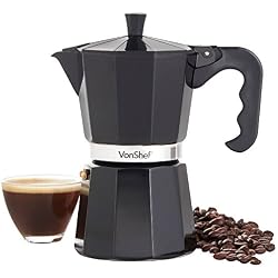 VonShef Cafetière à Moka Expresso Italien Macchinetta pour cuisinière 3/6/9/12 Tasses avec Joint et Filtre de Remplacement Inclus (6 Tasses)
