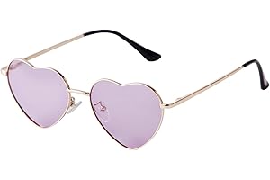 ADEWU ADE WU Occhiali da Sole Vintage a Forma di Cuore, Occhiali da Sole Hippie a Forma di Cuore, Cerniera a Molla in Metallo Ultraleggero per San Valentino