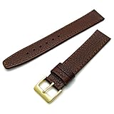 Echtes Leder Uhrenarmband ODD Größen 17 mm Braun mit vergoldet (Gold Farbe) Schnalle