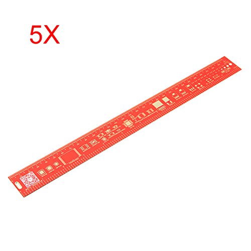 Preisvergleich Produktbild ILS - 5 Stück 30cm Multifunktions PCB Lineal Messwerkzeug Rot