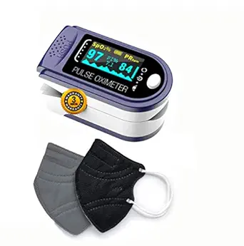 Xtore Precision plus OLED Fingertip Pulse Oximeter, with Plethysmograph and Perfusion Index, Heart Rate and SpO2 Levels Meter with 2 N-95 masks - 3 Months Warranty