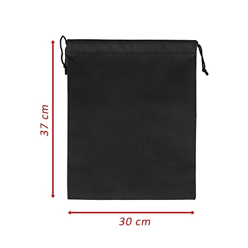 3x Premium Kleidersack | Atmungsaktive Kleiderhüllen inkl. SCHUHBEUTEL | Hochwertiger Vlies-Stoff | Robuster Reißverschluss | Kleidertasche für Anzug, Sakko, Hemden, Blusen | Schwarz | 100 x 60 cm - 6