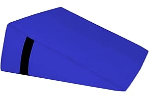 QUIRUMED Cojín Triangular, Medidas 28 x 30 x 13 cm, Color Azul, Ergonómico, Polipiel, Relleno Flexible, Cojín Masaje, Fisioterapia, Apoyo para la Espalda