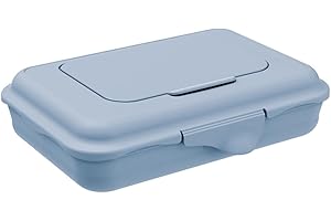 Rotho Babydesign Feuchttücherbox Blau 0.45L – Aufbewahrungsbox für Feuchttücher, Babytücher, Reinigungstücher – Nachfüllbarer, luftdichter Feuchttuchspender – Tücherbox Baby & Haushalt