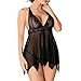 Produktbild Sexy Dessous Set Damen Ronamick Net Garn Nachthemd Elasthan Frauen Spitze Dessous Babydoll Nachtwäsche Lingeries Reizwäsche Unterwäsche Jumpsuit Negligee (XXXL, Schwarz)