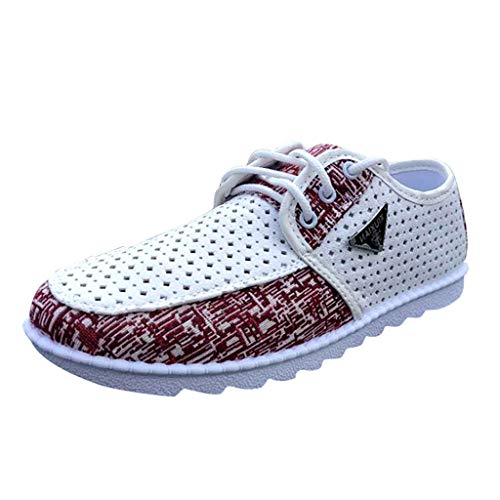 Preisvergleich Produktbild ZHANSANFM Herren Freizeitschuhe Elastisch Atmungsaktiv Schnürschuhe Weichem fußbett und Fester Sohle Laufschuhe Ausgehöhltem Sneaker Gr.39-4440 rot