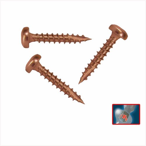 Pfostenkappen-Schrauben mit Cutspitze, aus Kupfer*, Paket: 10 Schrauben + Torx-Bit