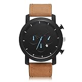 Zxzays Uhren Männlich Weiblich Casual Männer Quarz Lederband Uhr Analog Armbanduhr Uhr,E