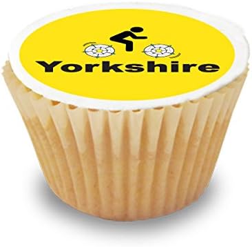 48 x Tour De Yorkshire / Cycling / Yorkshire Rose Cupcake Toppers - Pre-Cut Round Cupcake Topper Premium Quality Sugar Icing Sheet