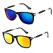 Combo Set of 2 Fashion Wayfarer Goggle and Sunglasses Ideal for Men Women Boys and Girls (Golden Rubber Stick Blue Mercury Square Wayfarer|56|Golden Rubber Stick Golden Green Mercury Square Wayfarer) RS.399.00