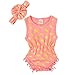 Produktbild URSING Baby Mädchen Ärmellos Bommel Anhänger Spielanzug + Stirnband Neugeboren Säugling Kleider Outfits Set (Orange, 6M)