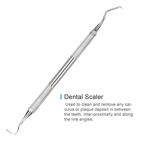 5er Dental Set Zahnreinigung bei DigHealth, Zahnsteinkratzer Sonde Edelstahl, mit Dental Spiegel und Kalkül Zahnwerkzeuge Scaler, Zahnsteinentferner Instrumente für Plaque und Tartar Entfernen - 5