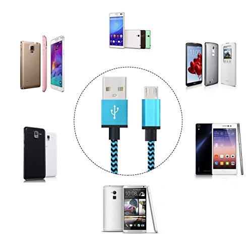 DaoRier Micro USB Kabel Datenkabel Android USB Cable 1m Handy Ladekabel USB A Stecker auf Micro USB Metallstecker Nylonmantel Nylon Geflochtenes für Samsung Galaxy S5 S6 S7 Huawei Blau 3 Stück - 4