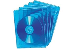 Ednet E64064 Confezione 5 Custodie Singole per Dvd/Blu Ray Blu con Tasca