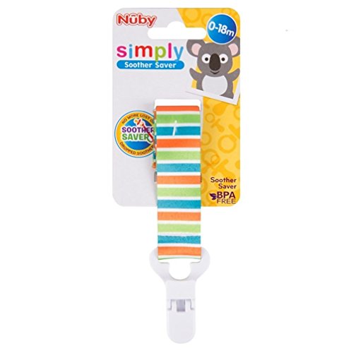 1 x Nuby 5706 Striped Baby Soother Saver Dummy Clip