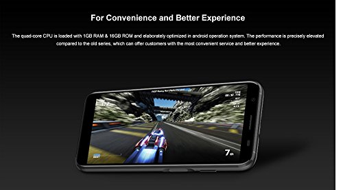 DOOGEE X55 - 5,5 pollici (rapporto 18: 9) HD Android 7,1 3G smartphone, Quad Core da 1,3 GHz 1 GB + 8 GB, fotocamera tripla (5 MP + 8 MP + 8 MP), 2800 mAh - Nero