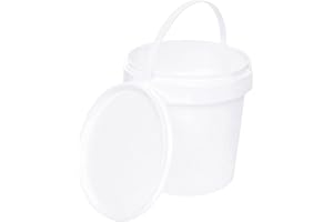 BenBow Seau avec Couvercle 1l Blanc - Convient pour Aliments, Stable, étanche à l'air, Anti-Fuite, inodore - récipient de Conservation en Plastique, avec poignée - Vide, 10x 1 Litre