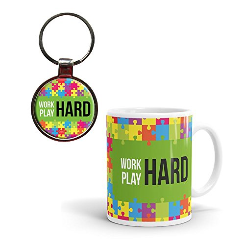 Work Hard Play Hard Keychain & Mug Gift Combo By QuoteSutra RS.620 (41.00% Off) - Amazon